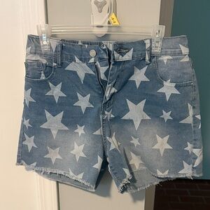 Star Patterned Denim Shorts